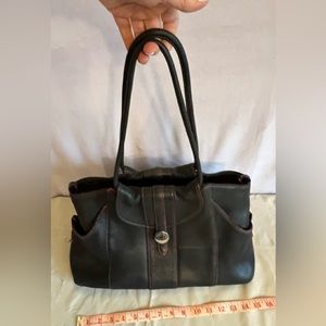 Large black Cole Hann leather  handbag with pink trim so many pockets